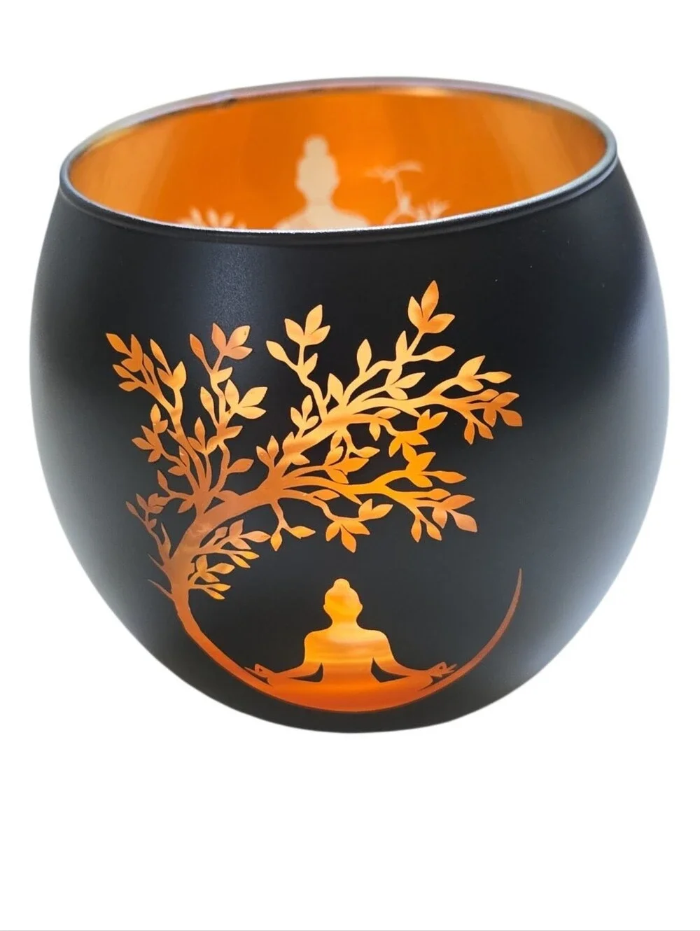 Black & Copper Buddha Votive Candle Holder